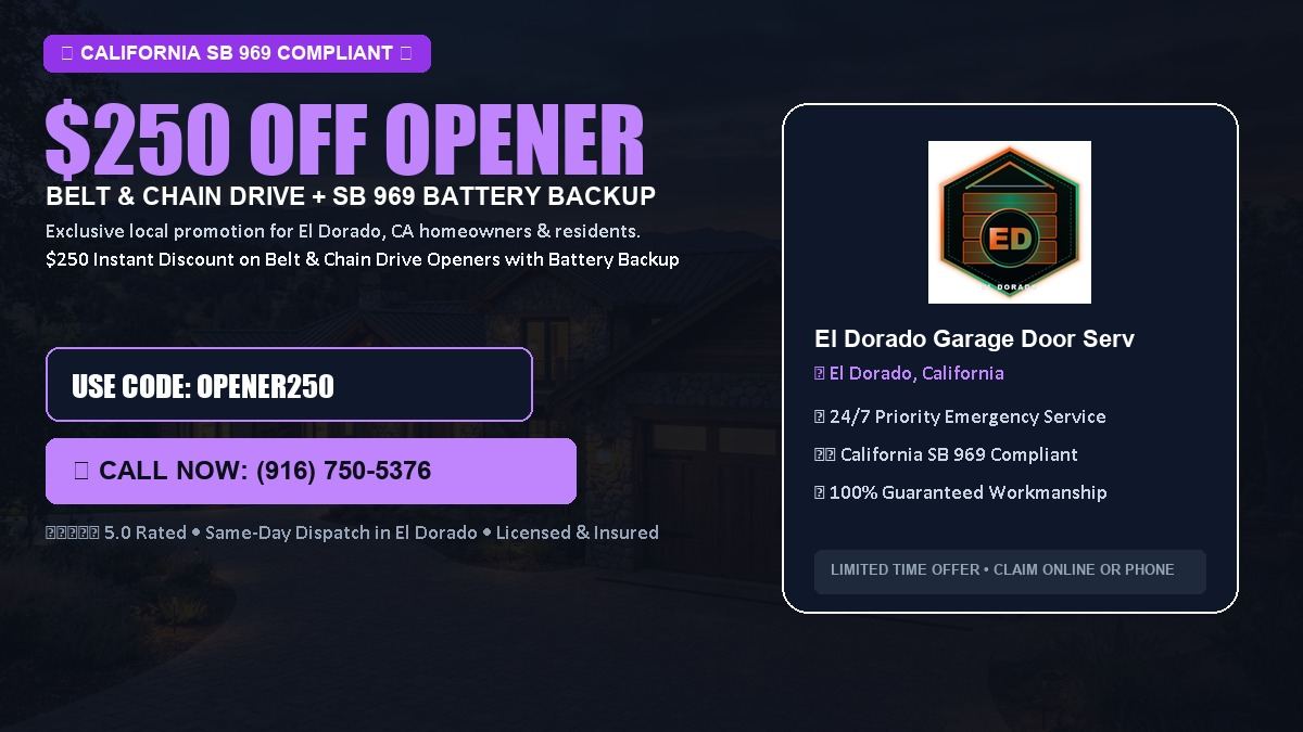 El Dorado Garage Door Service $250 OFF Premium LiftMaster Opener Installation in El Dorado, CA